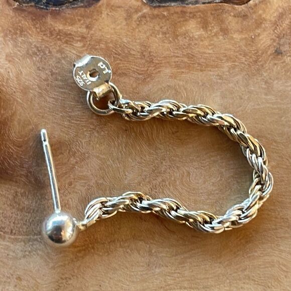 Sterling Silver Drop Rope Chain Earrings - Picture 6 of 8